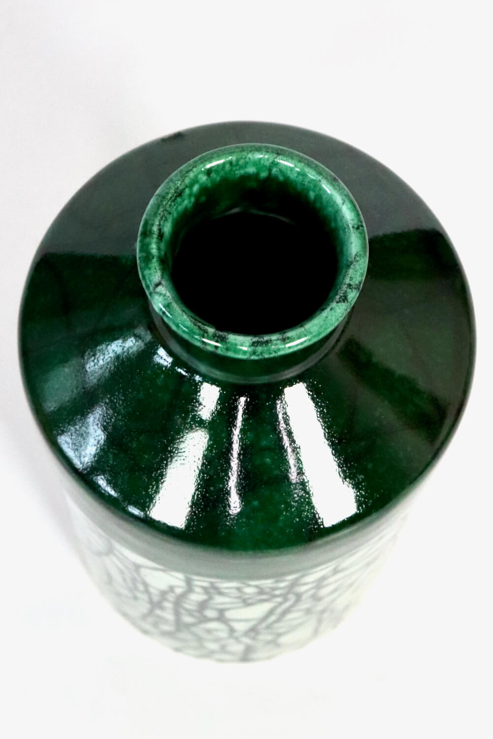 Keramik Vase handgetöpfert Craquele 26xø12