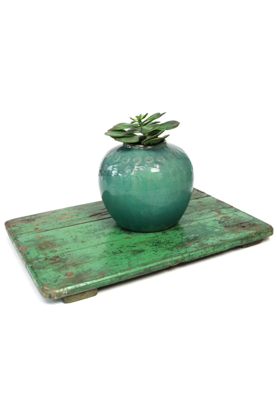 Green wooden tray, 53x38