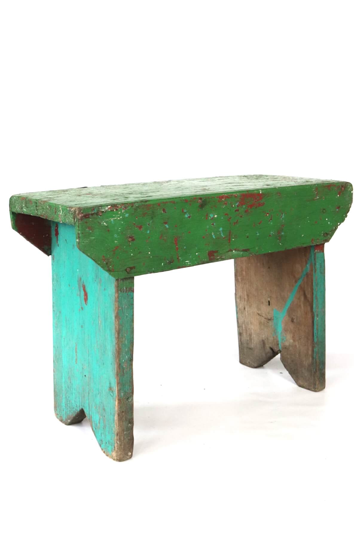 Antique wooden stool green
