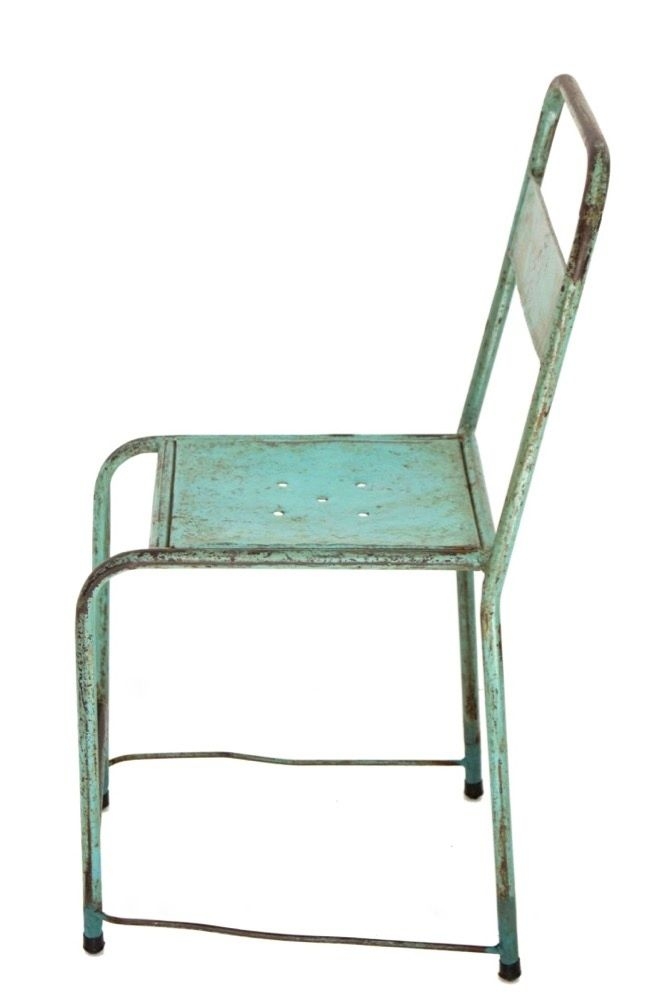metallstuhl türkis aus asien alt antik Vintage Metallstuhl türkis