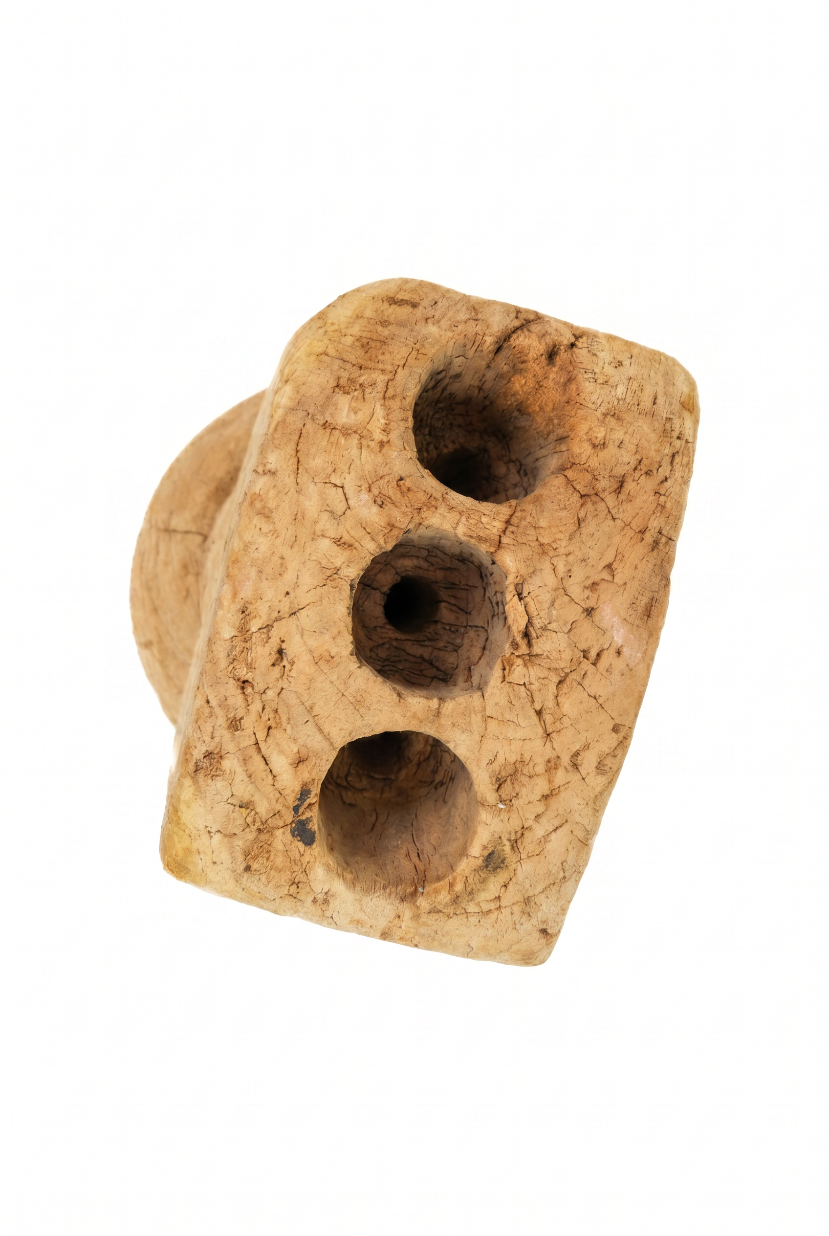 rustikaler Kerzenständer aus Indien, Holz antik