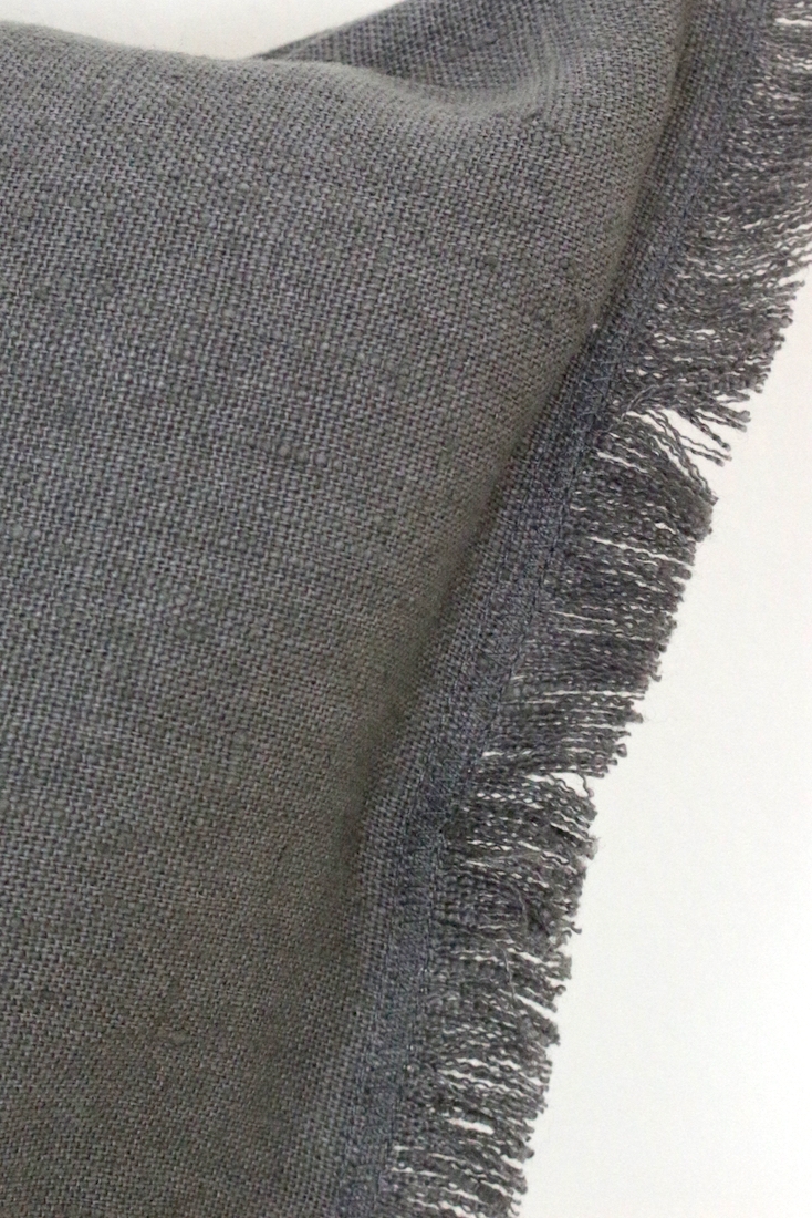 Leinen Kissenbezug mit Fransen grau, 45x45 Leinen Kissenbezug mit Fransen grau, 45x45