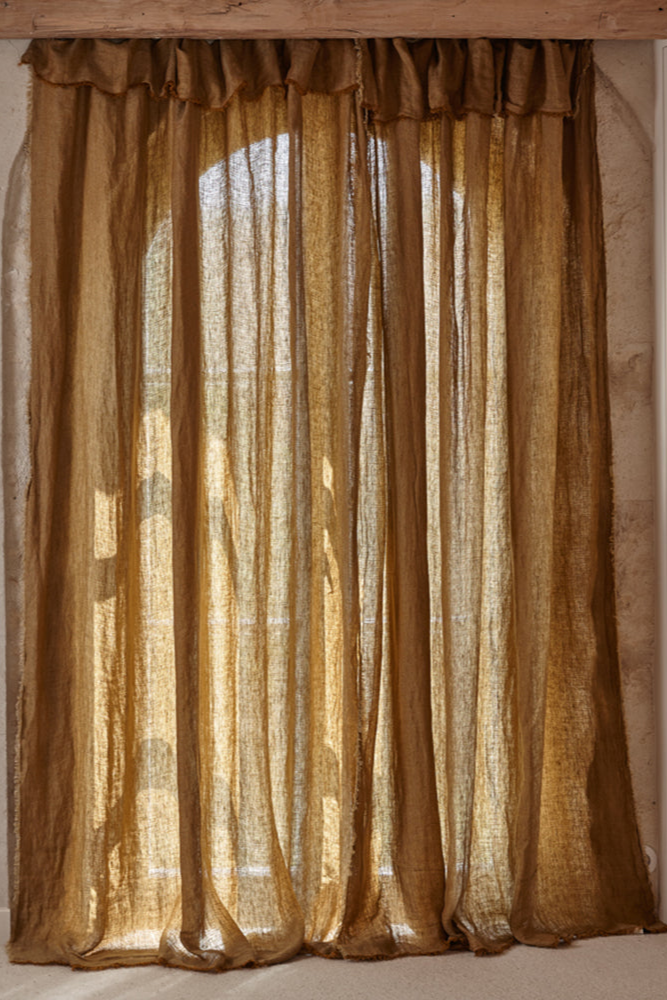 Linen curtain light pink