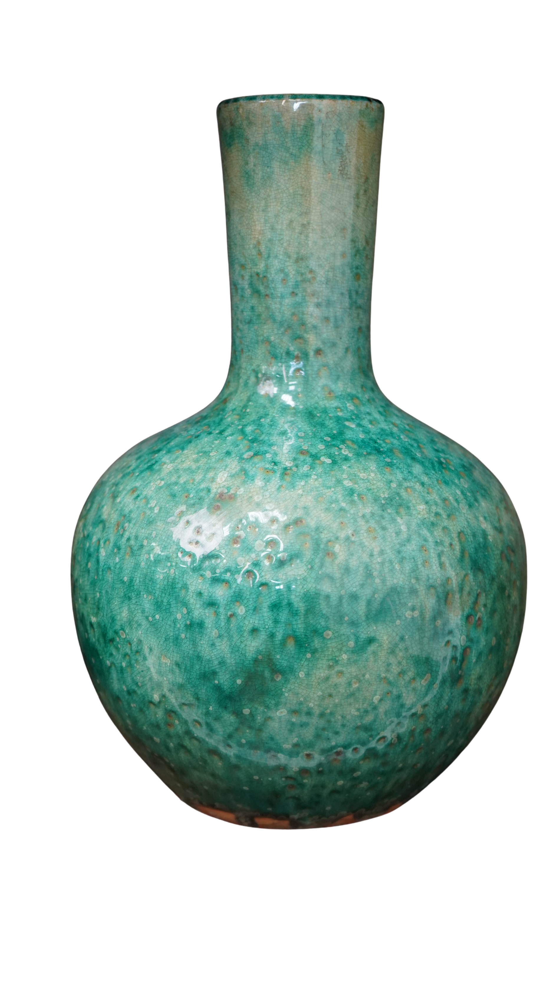 Porzellanvase rund - türkisblaue Glasur