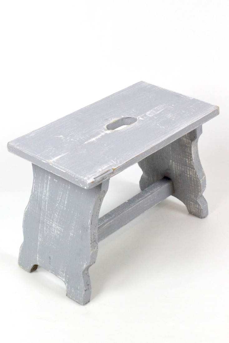 back Holzschemel grau Shabby Chic