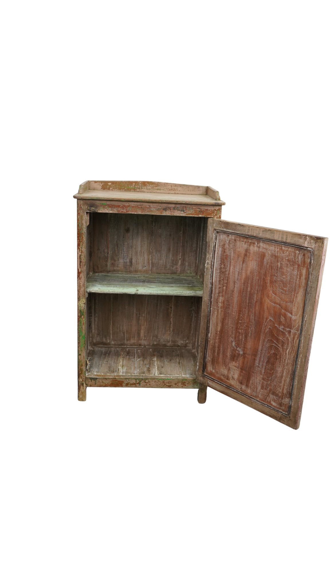 Vintage Massivholz-Schrank mit geschnitzter Front – rustikales Unikat