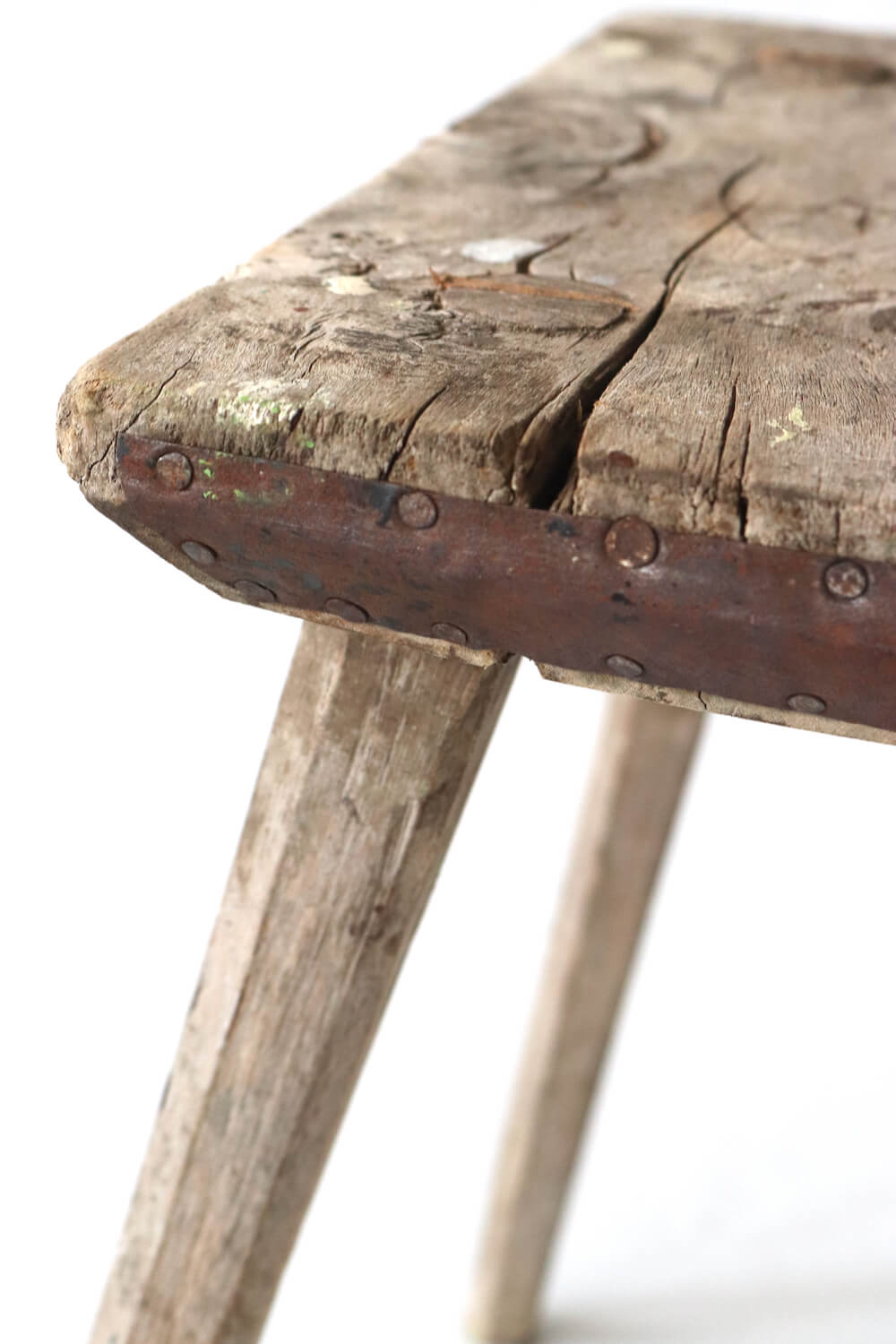 Antique stool natural wood