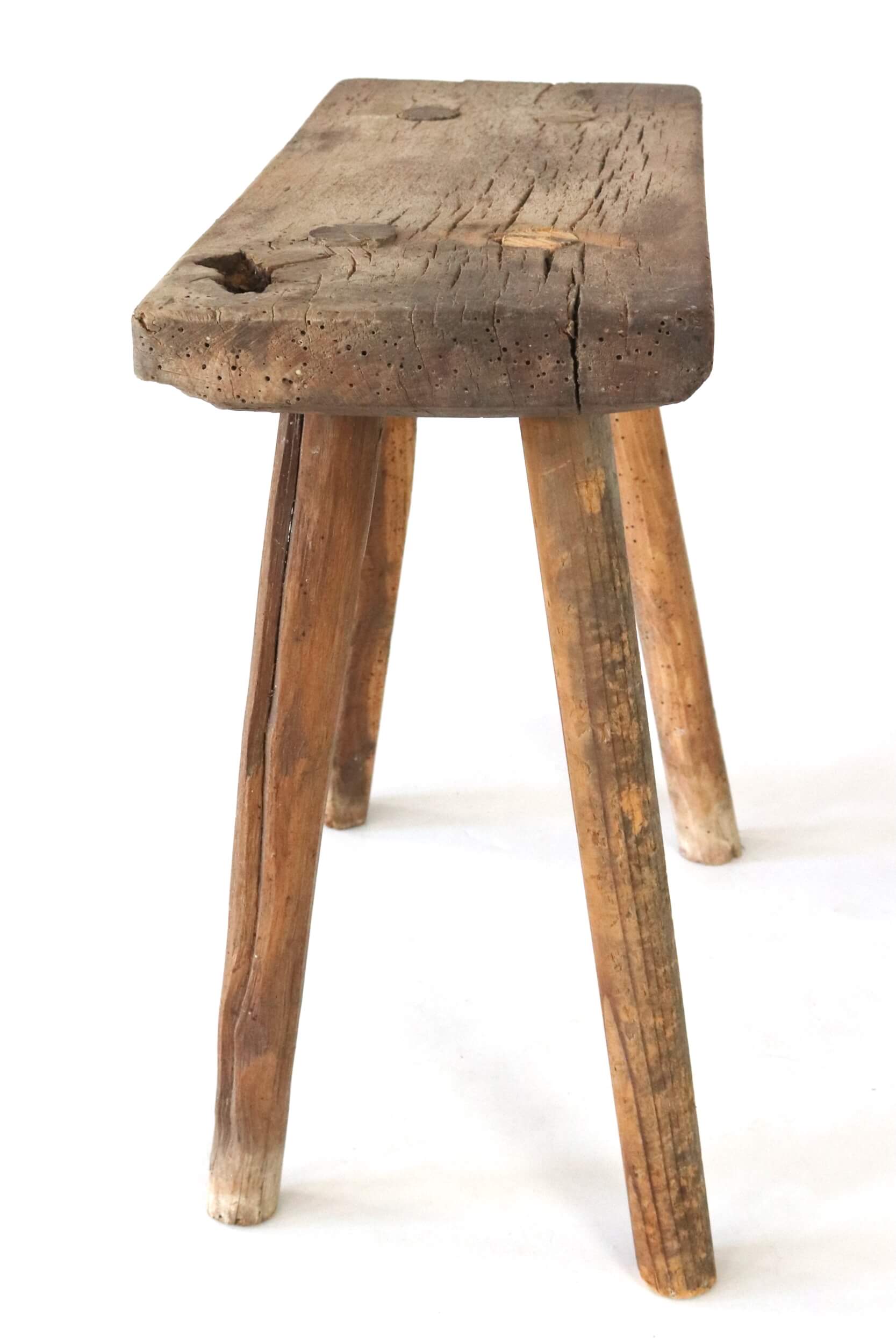 Antique wooden farmhouse stool 