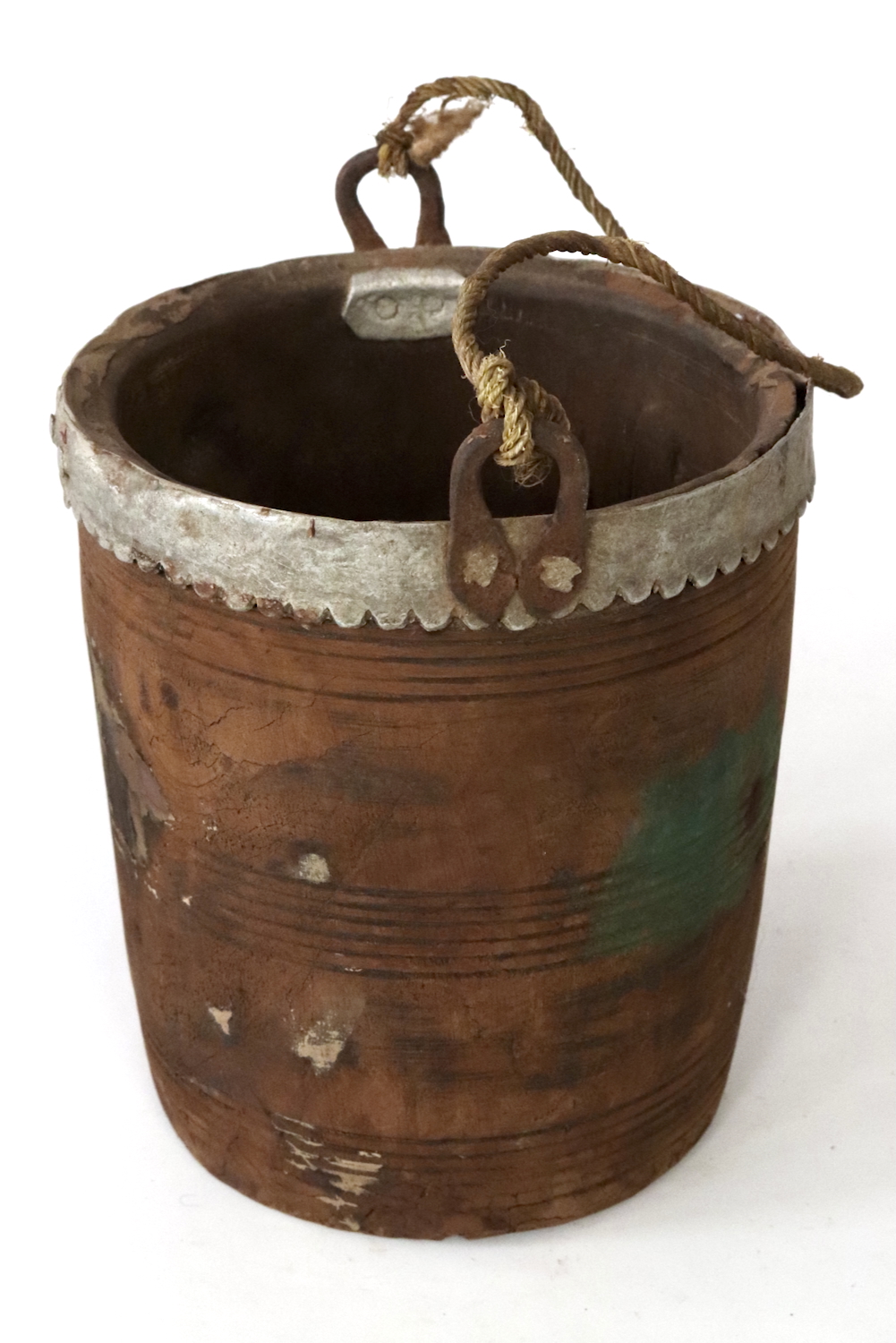 Antique wooden water bucket 