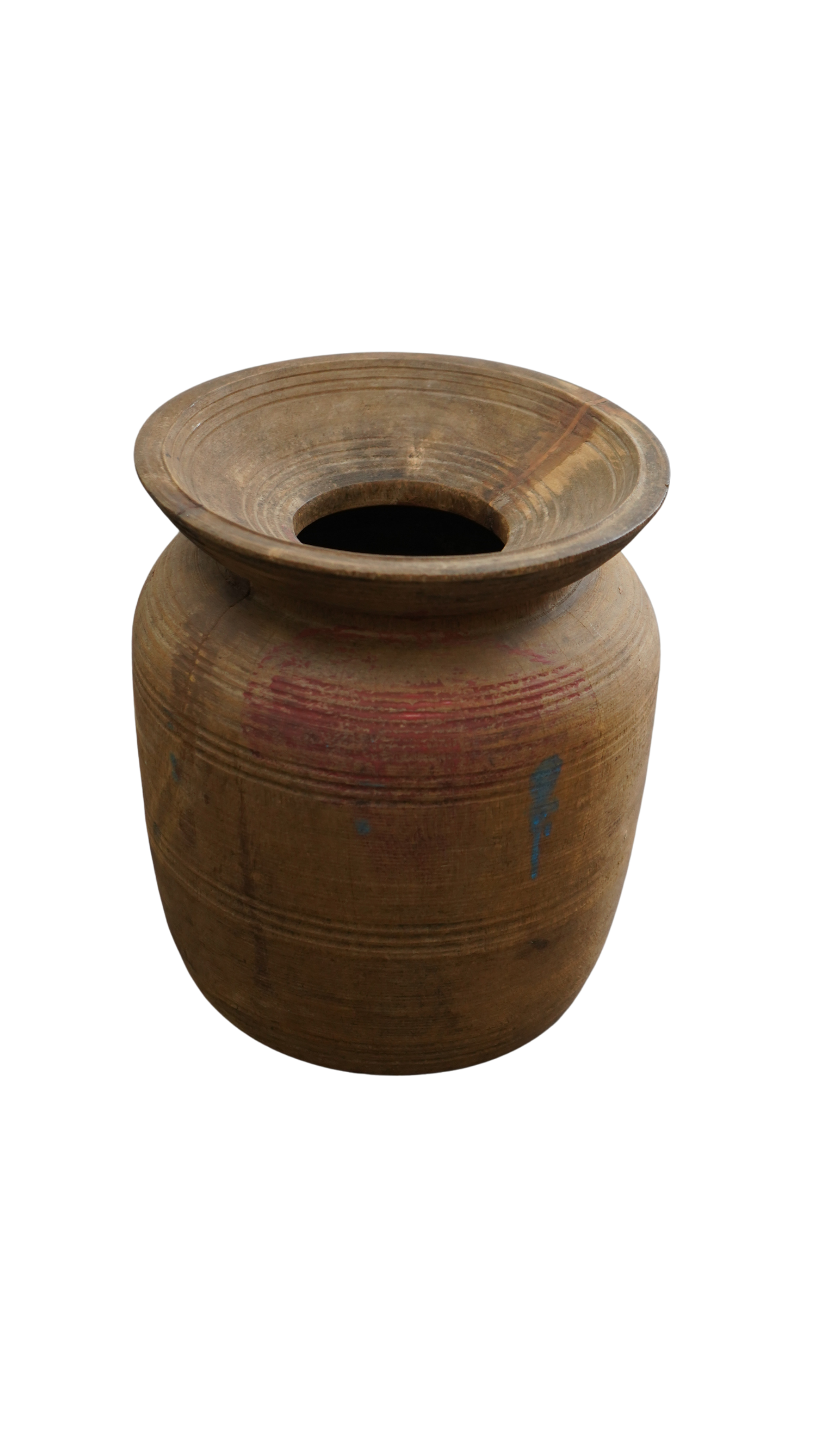 derbe Holzvase mit bunten Flecken
