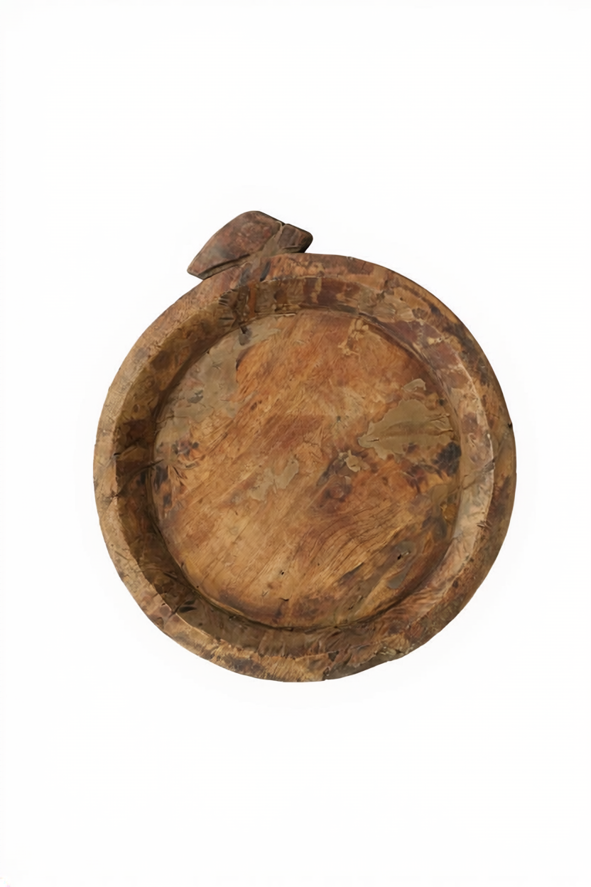 Holzschale antik mit Griff Indien Ø 44 cm