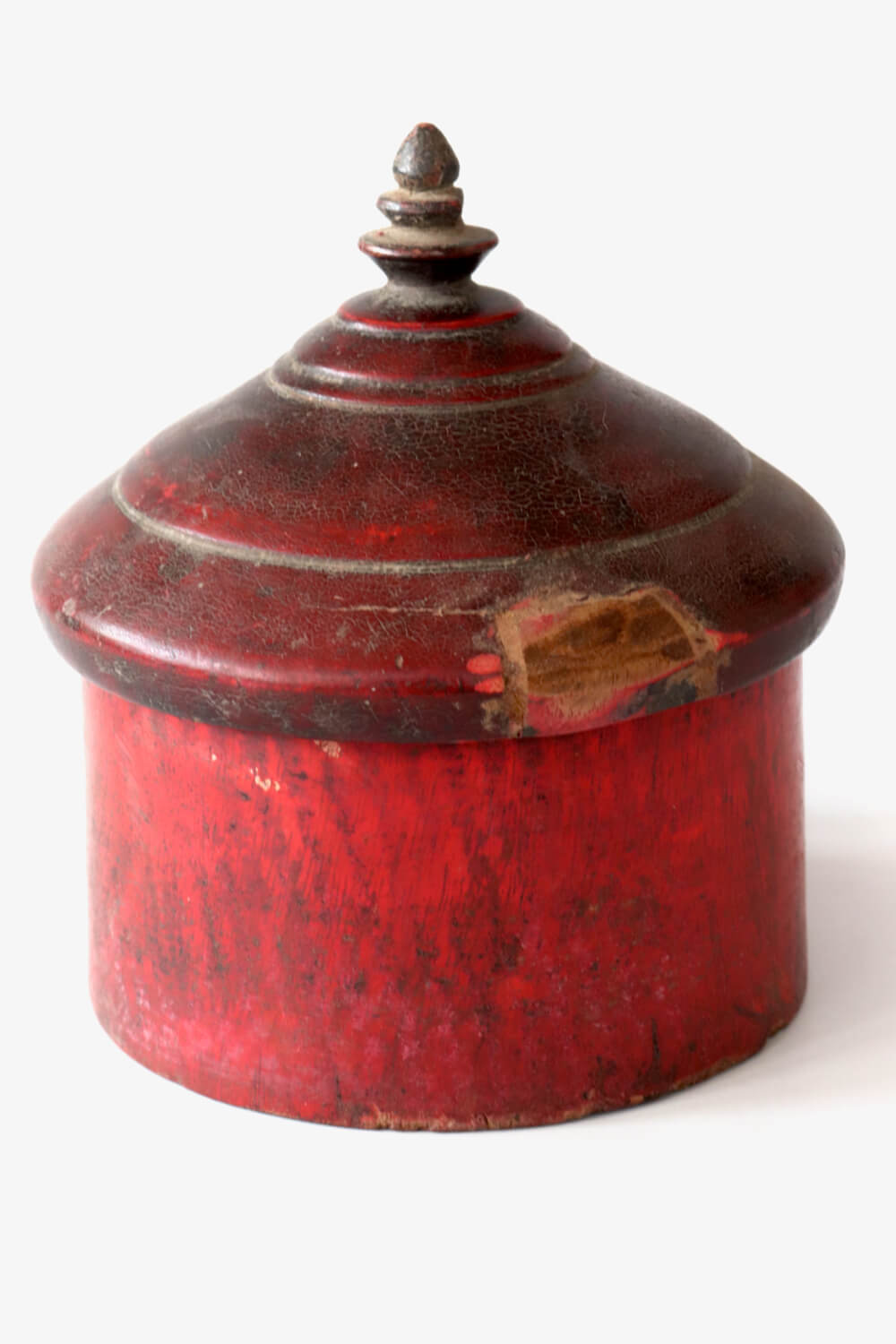 Rote Holzdose mit Deckel Indien, 18xø16