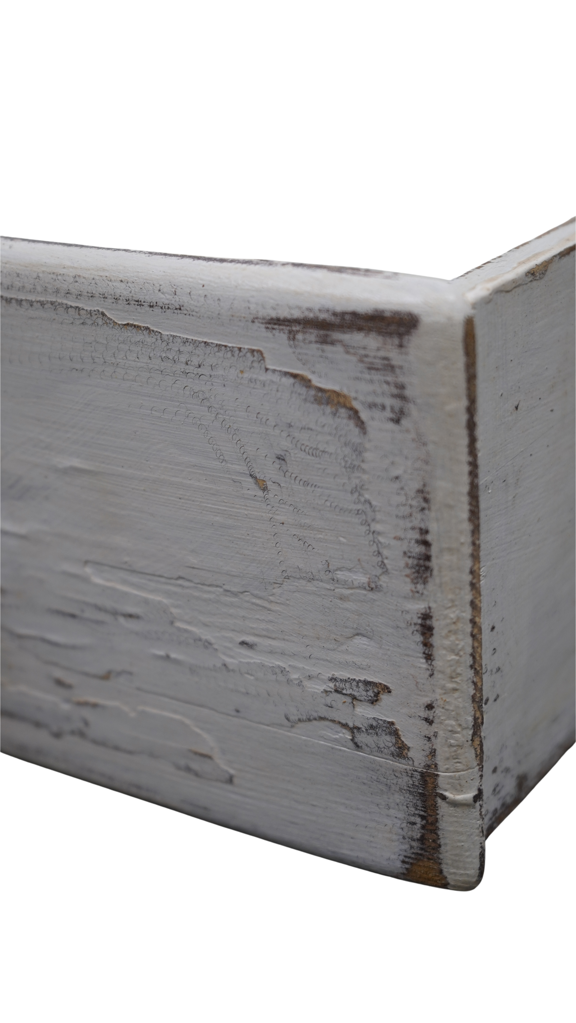 charaktervolle Vintage-Holzschublade mit weißer Patina