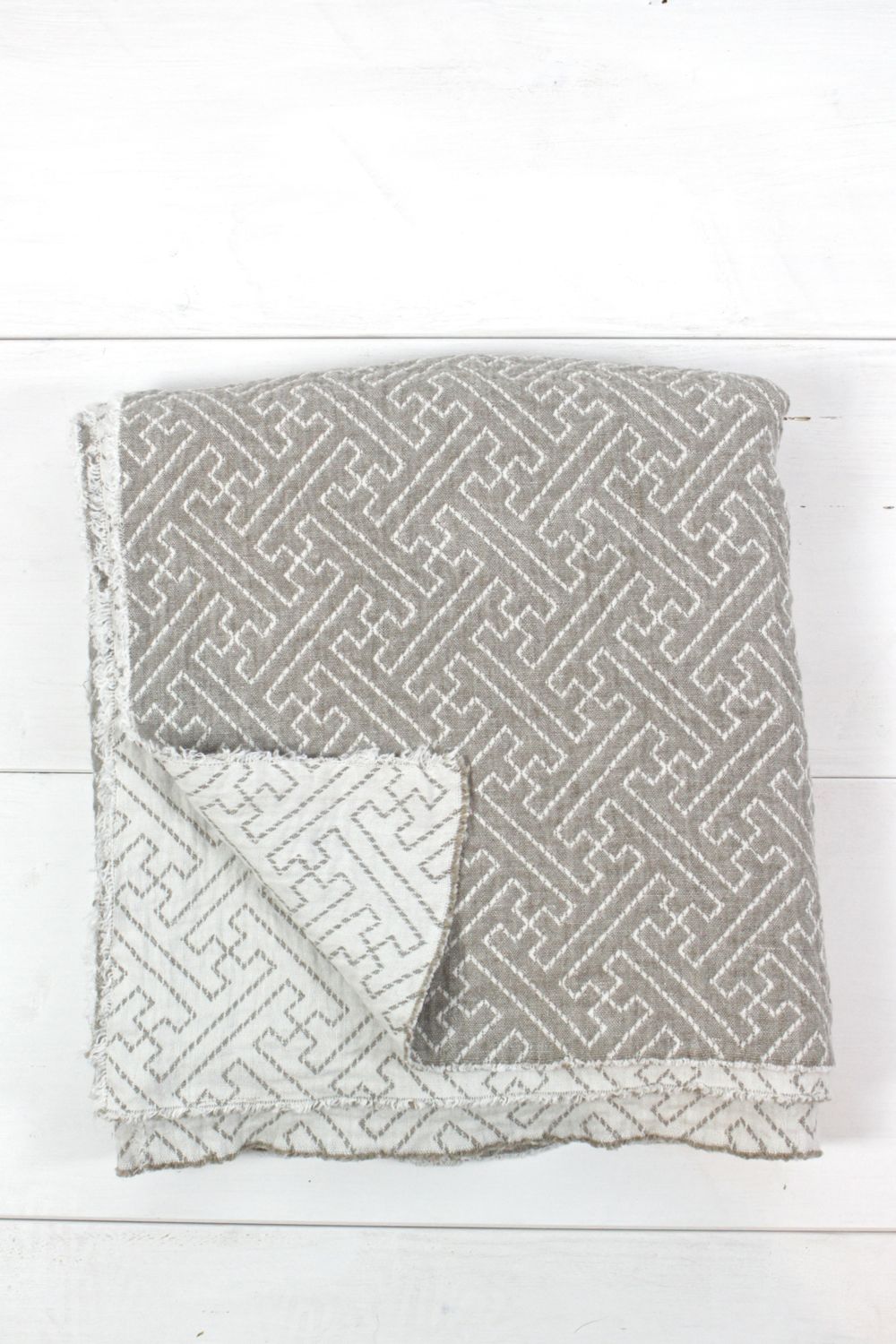 Plaid aus Leinen Natur Leinendecke Beige