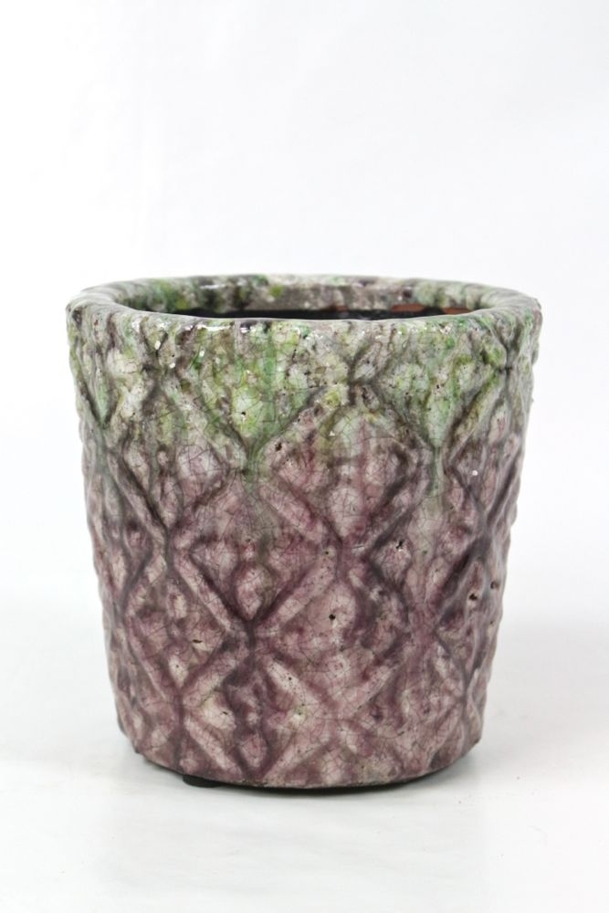 Blumentopf Keramik, rosa und grün, 12xø14