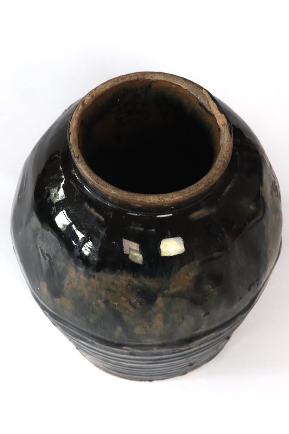 Alte Keramik Vase schwarz braun China 30xø26