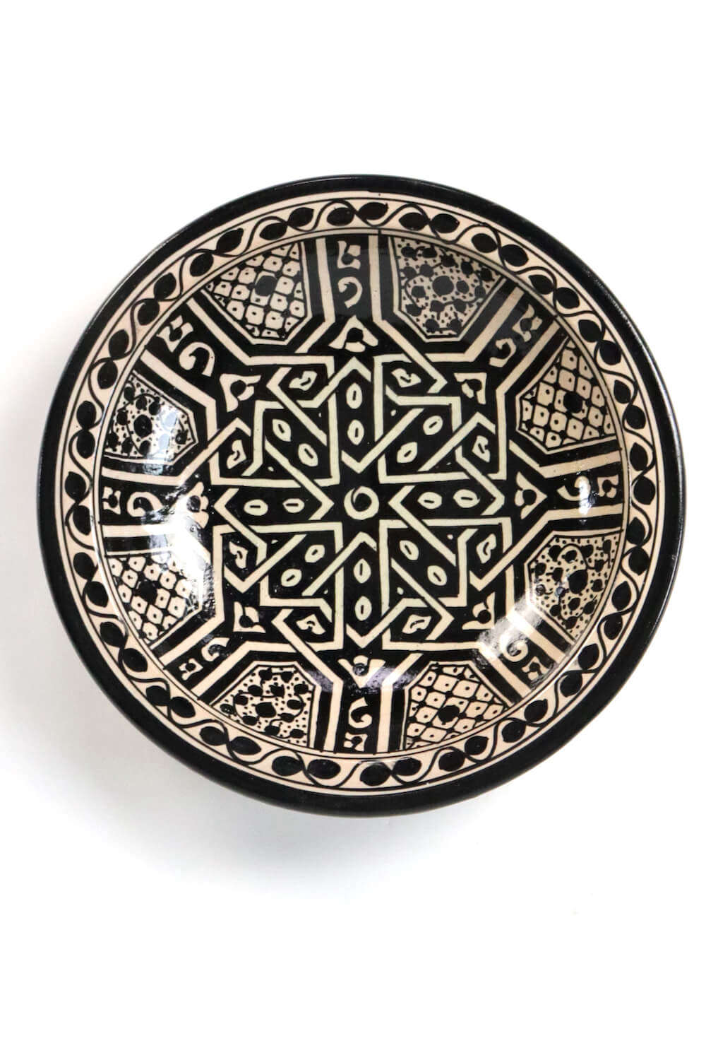 Obstschale Keramik mit schwarzem Ornamenten ø30 cm 