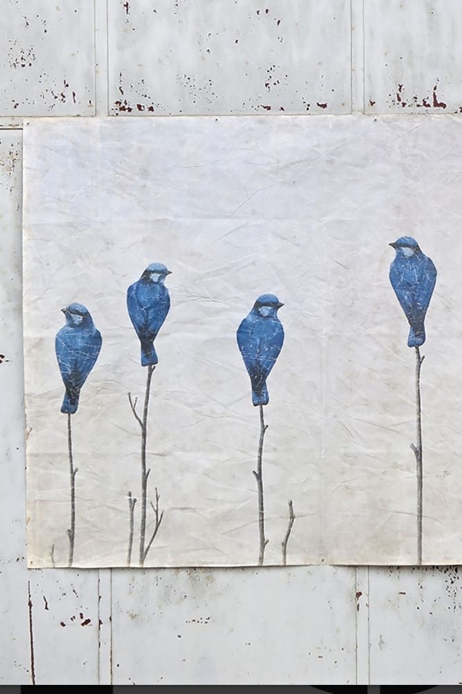 Kunsttapete mit Vogelmotiv, Querformat 150x200