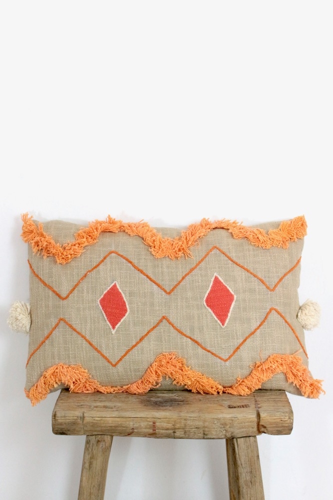 Buntes Boho Kissen 60x40, colorful boho cushion, cushion with fringes and bobbles Buntes Boho Kissen 60x40