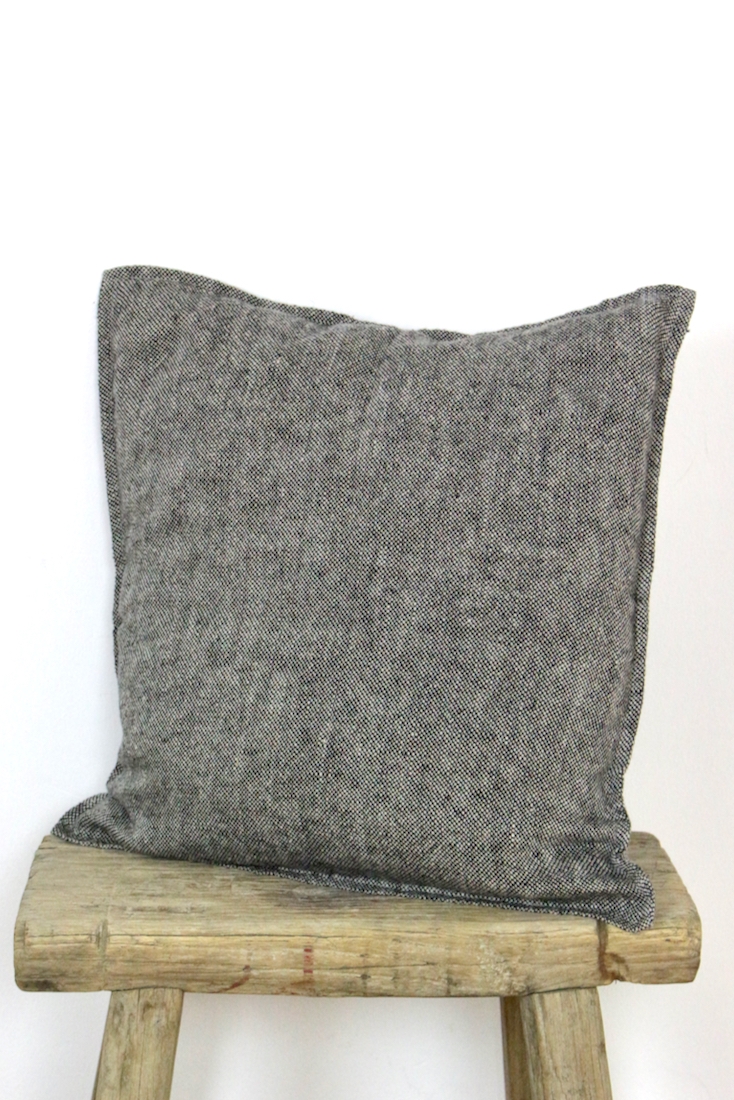 Leinenkissen beige schwarz meliert, Kissenbezug Leinen schwarz und beige Leinenkissen beige schwarz meliert, 45x45