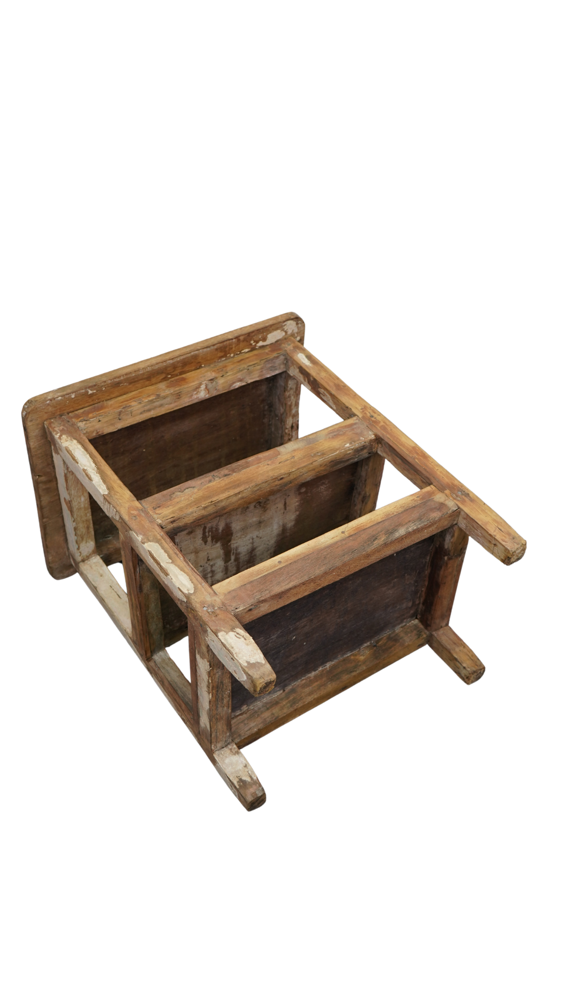 Rustikaler Beistelltisch aus Massivholz mit offener Ablage – Vintage Unikat