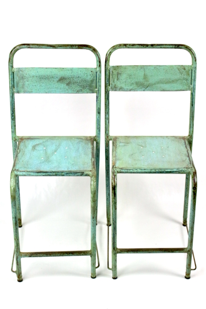 vintage metallstühle aus indien und indonesien Vintage Metallstuhl türkis