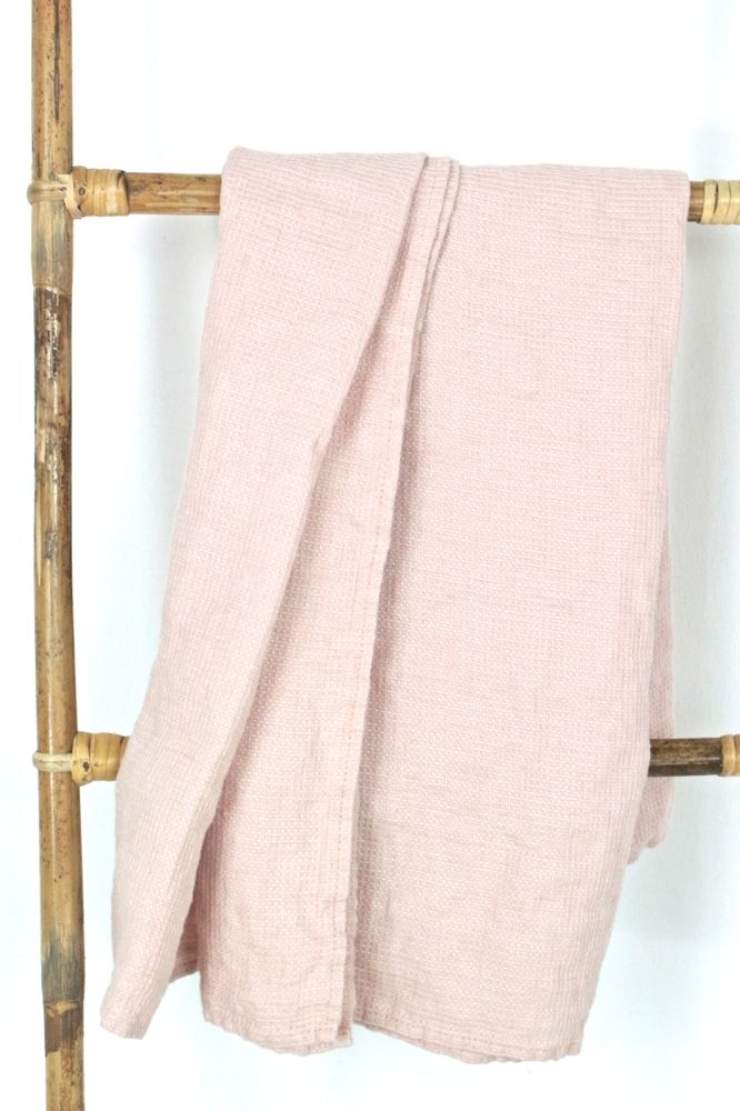 light pink linen bath towel Großes Leinenhandtuch rosa, 130x75