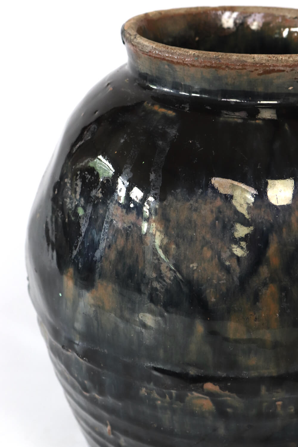 Alte Keramik Vase schwarz braun China 30xø26