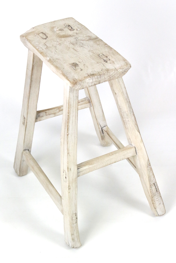 back Hocker China antik weiß