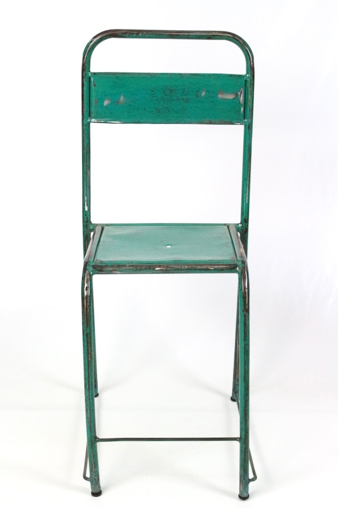 Wahrung stool Stuhl Indonesien Gartenstuhl Metall Vintage meergrün