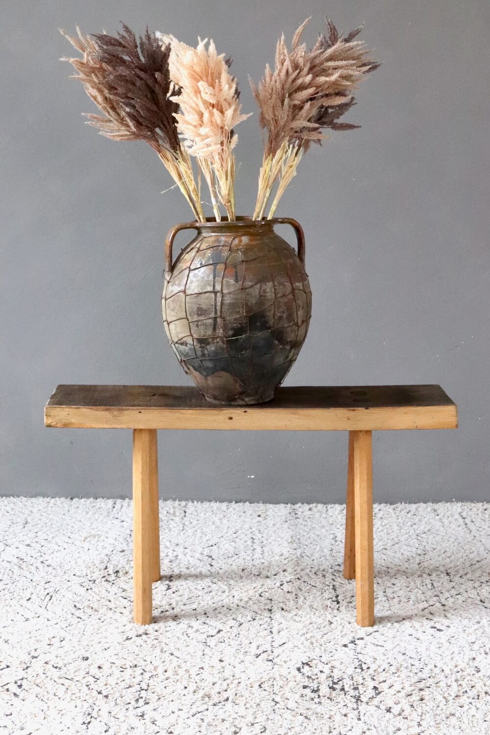 Derbe Holzbank aus Antikholz, 80 cm