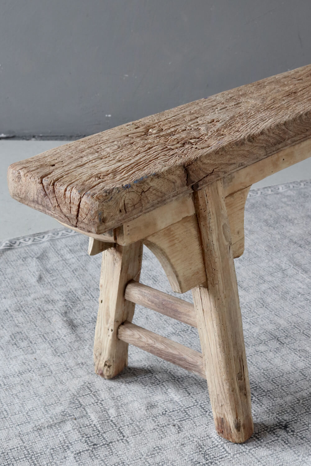 Handmade wooden bench antique 138 cm