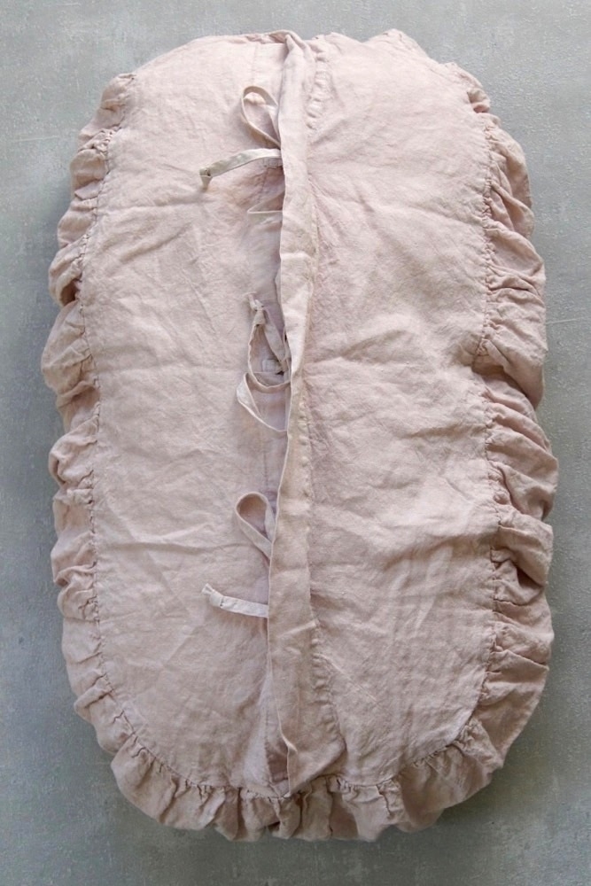 back Leinenkissen oval mit Spitze, rosa, 45x70