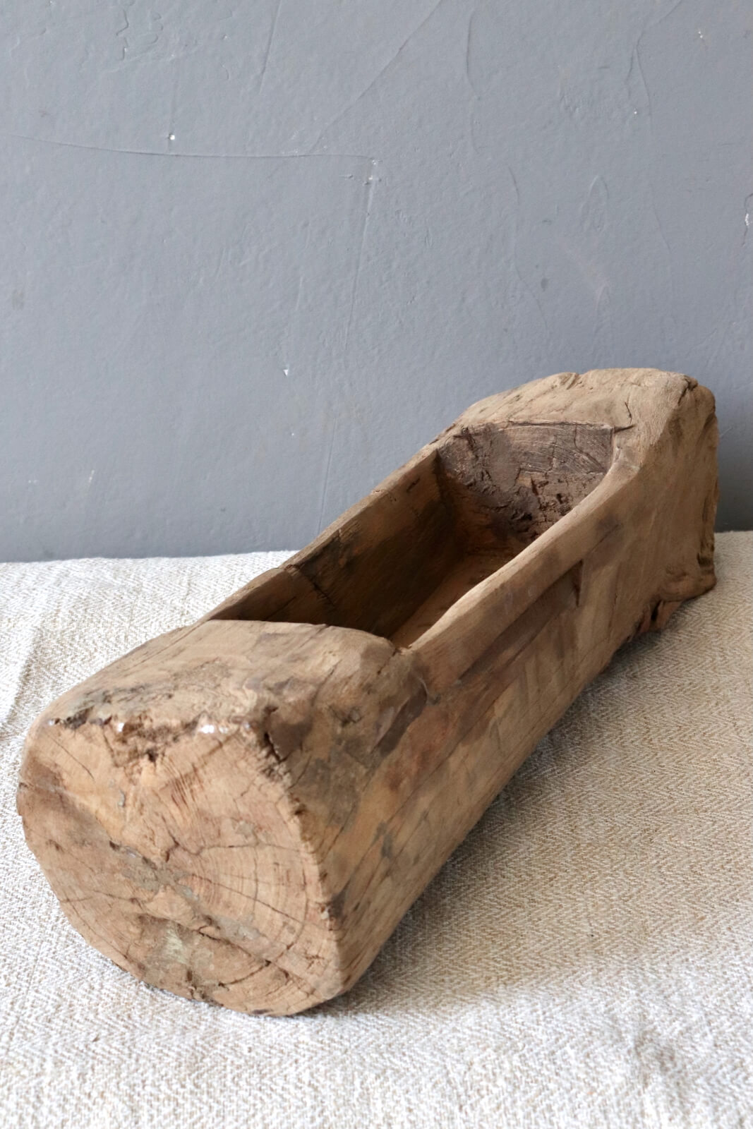 Holzschale eckig rustikal, 11x45x14