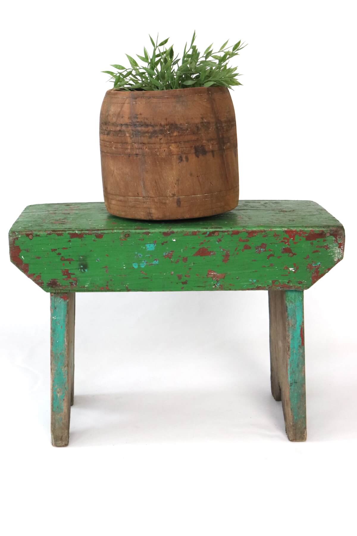 Antique wooden stool green