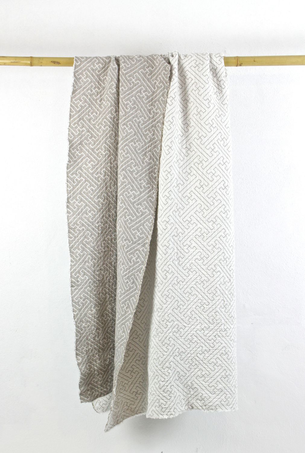 Leinenplaid Beige Leinendecke Beige