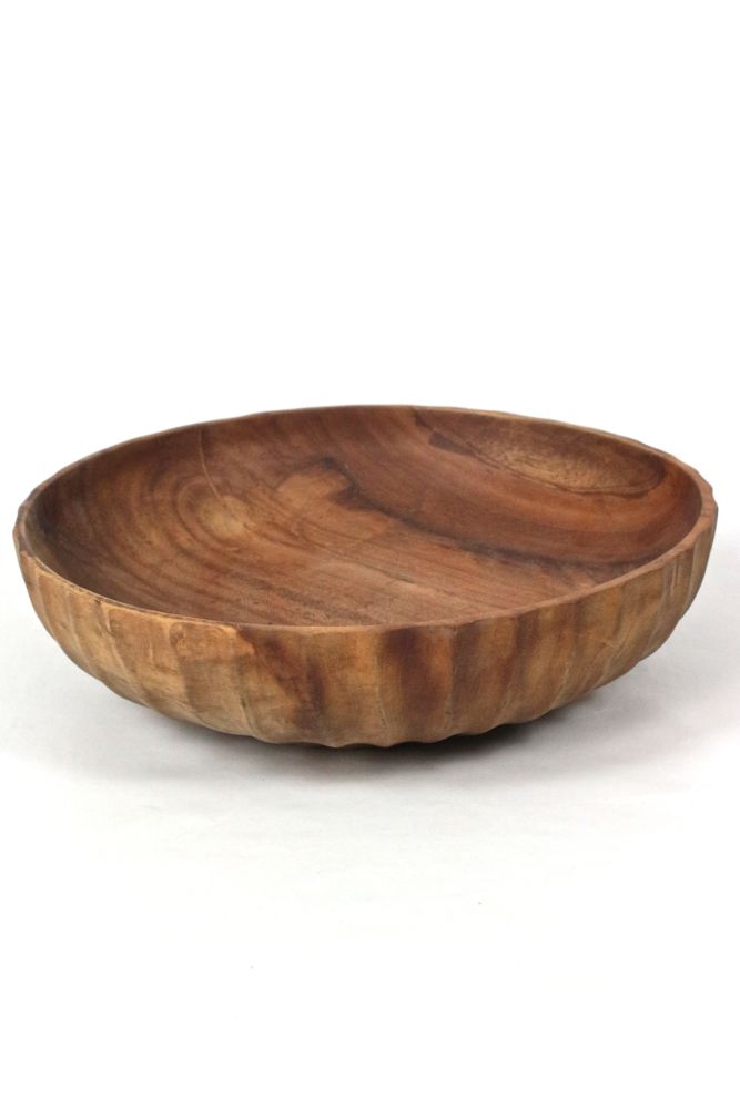 hand carved wooden bowl teak Holzschale Teakholz handgeschnitzt, ø30 cm