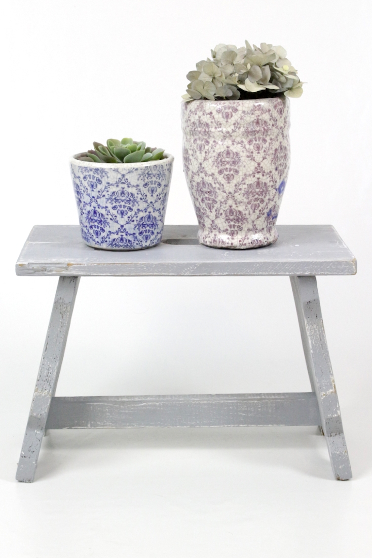Holzschemel grau Shabby Chic Holzschemel grau Shabby Chic