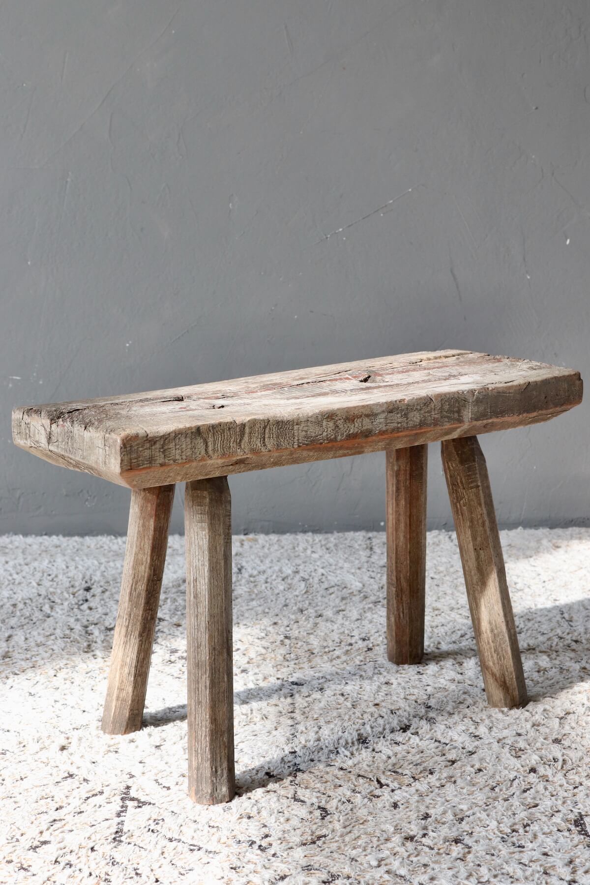 Antique rustic wooden stool 