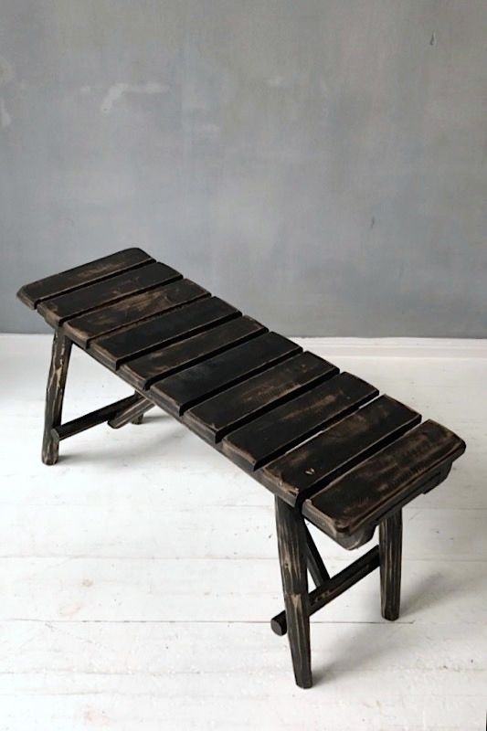 back Holzbank schwarz Marokko, 88 cm