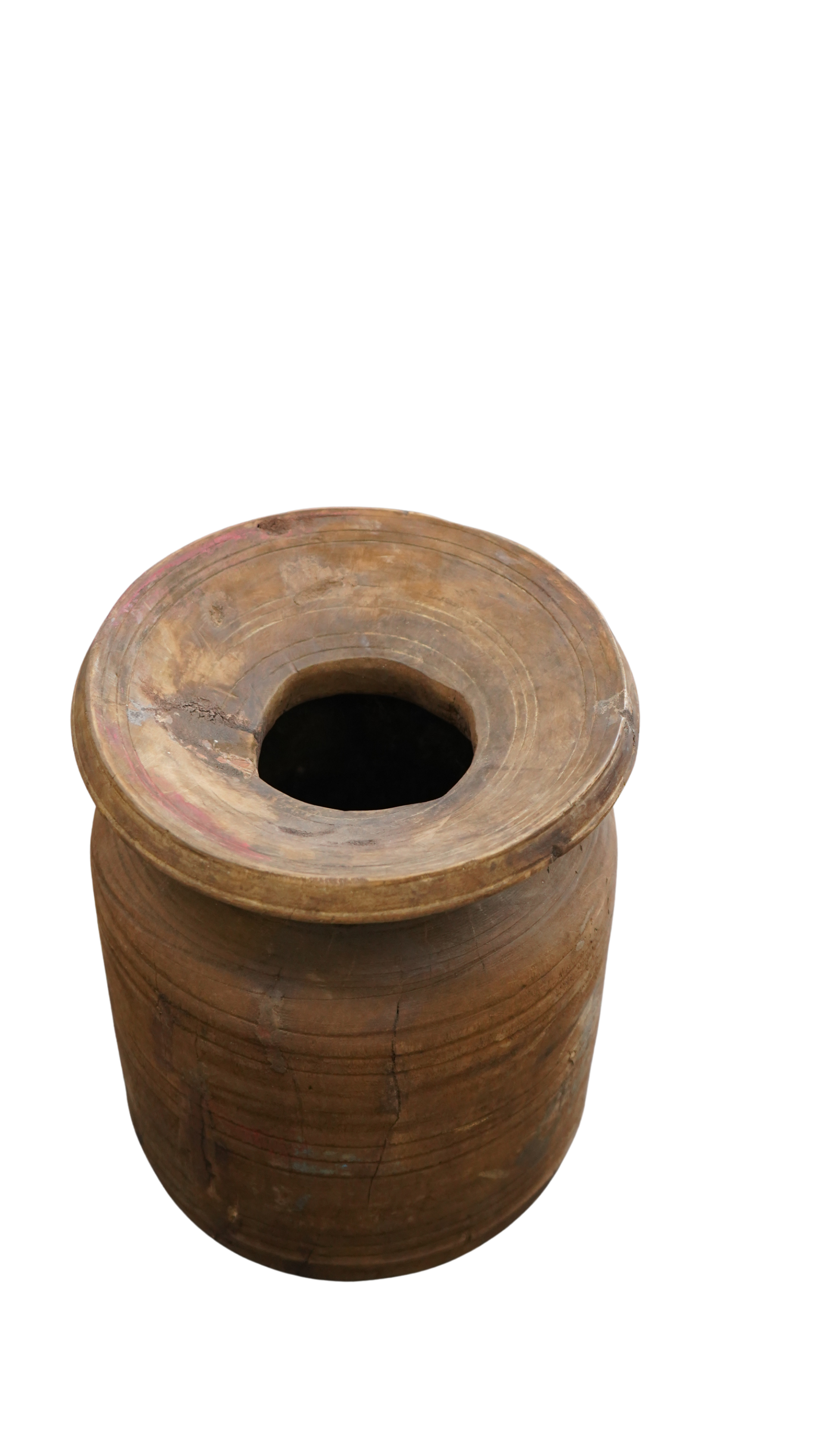 große Holzvase - mit roten Farb-Details