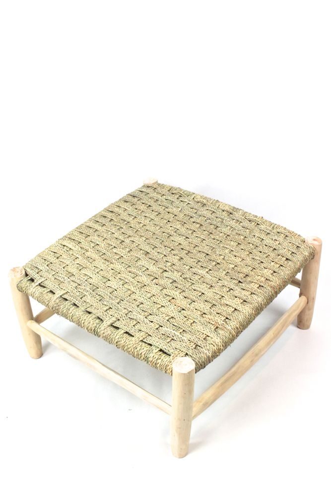 moroccan stool with wickerwork Großer niedriger Hocker mit Geflecht, 30x60x60