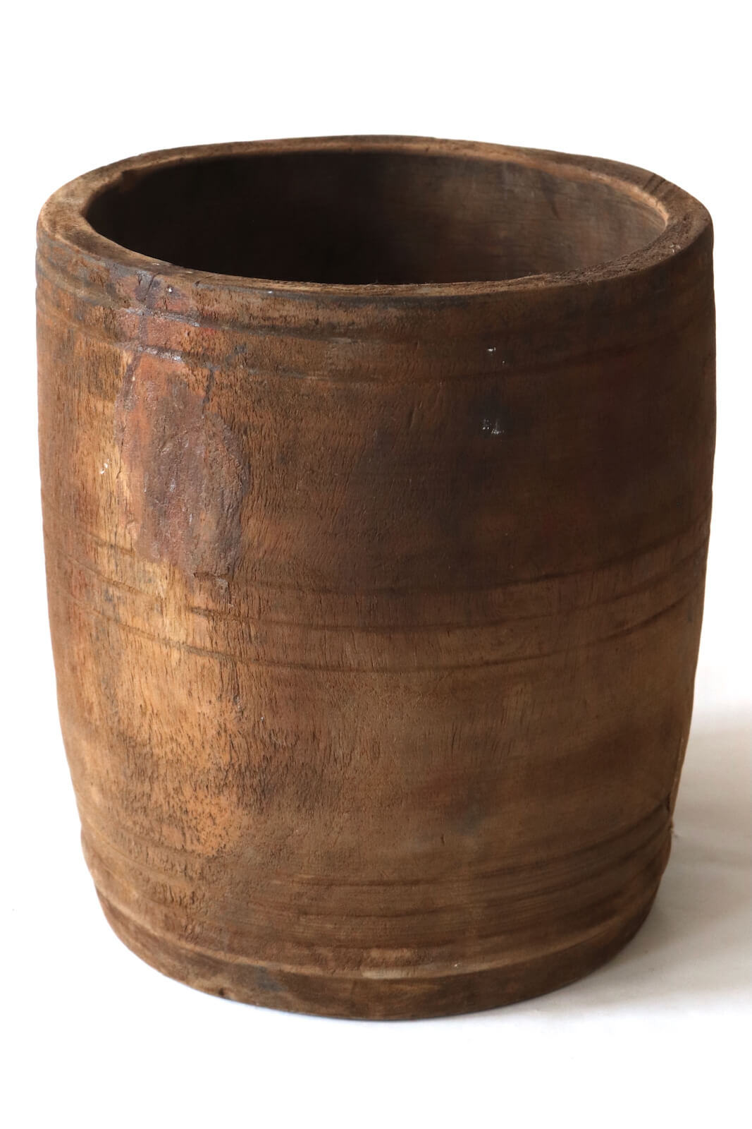 Großer Holztopf antik braun 