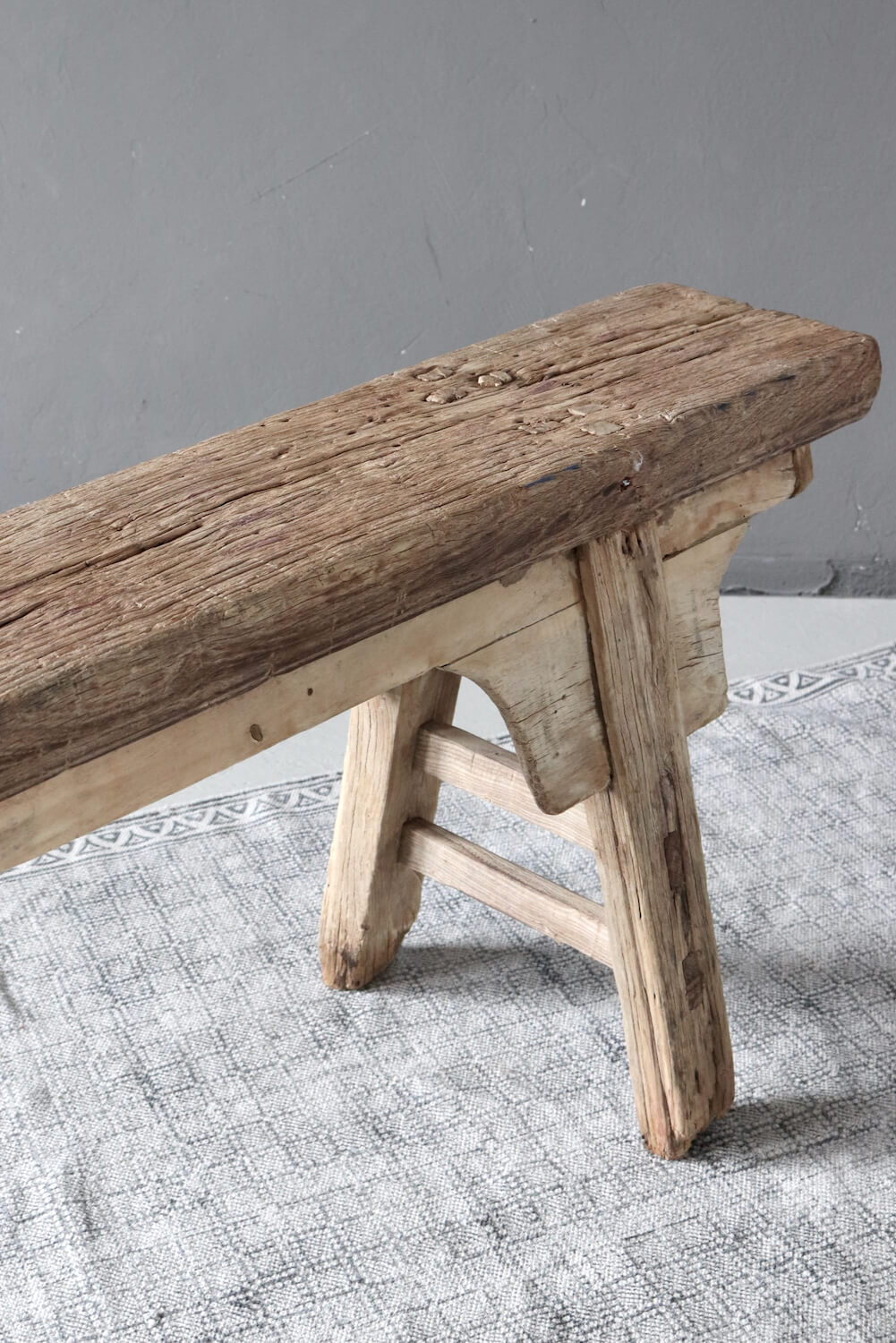 Handmade wooden bench antique 138 cm