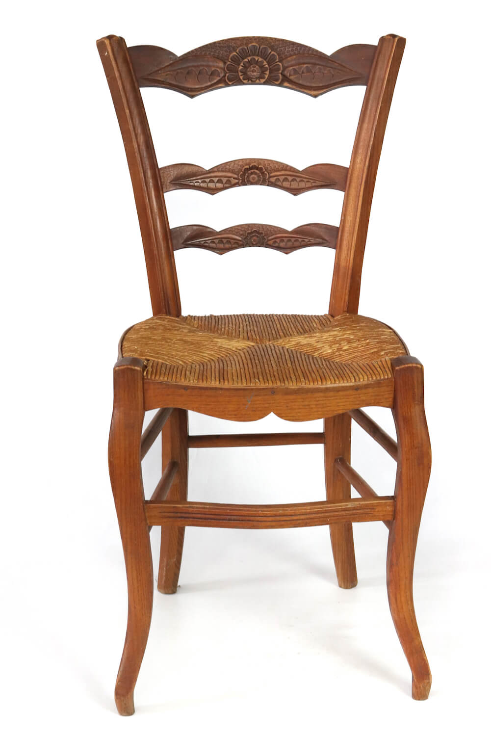 Antique wooden chair with wickerwork