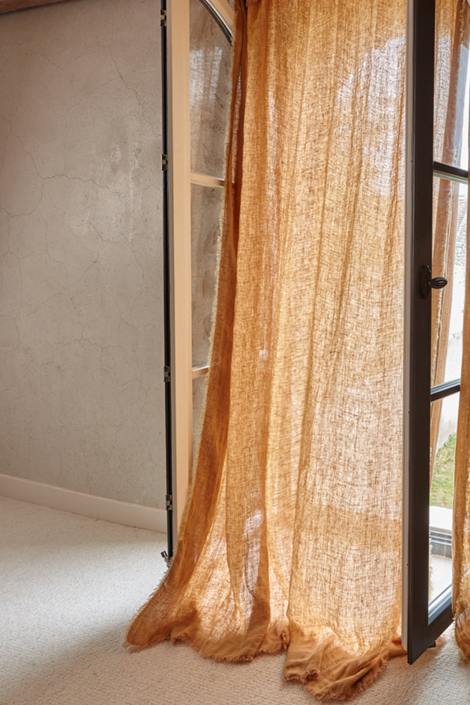 Linen curtain light pink