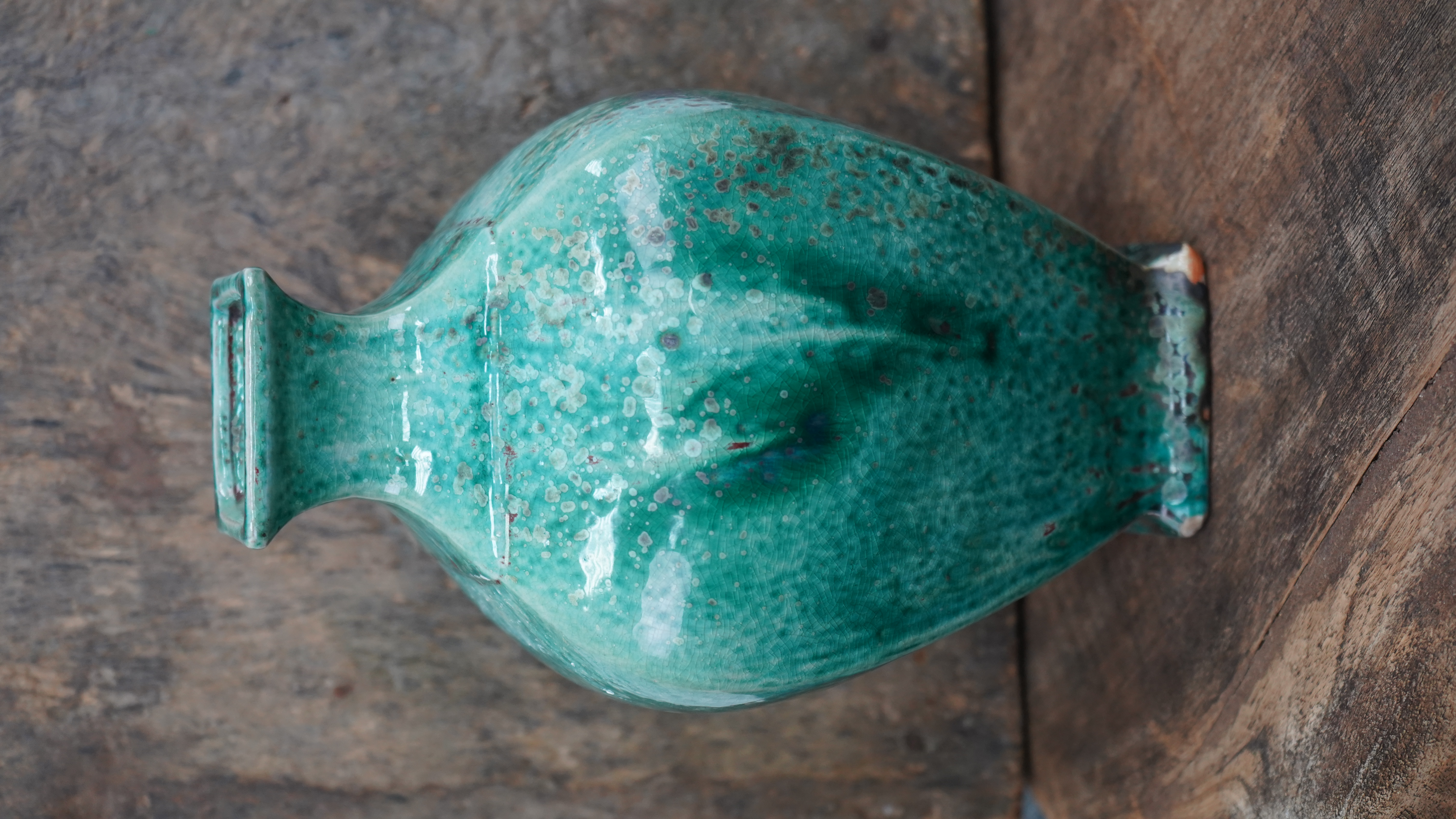 Porzellanvase türkis mit Glasur