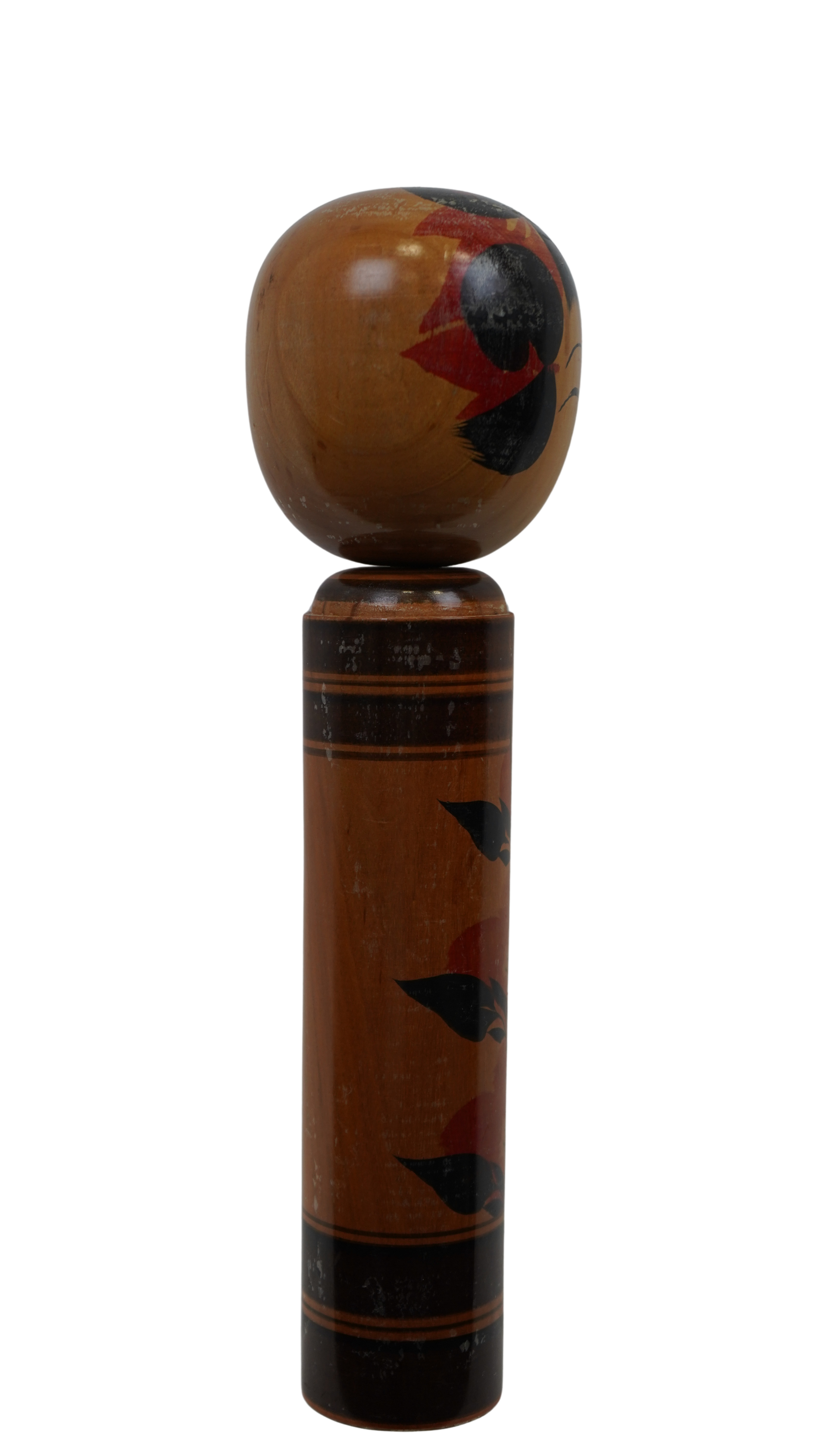 Japanische Kokeshi-Holzpuppe – kunstvoll bemalte Vintage-Figur mit floralen Motiven
