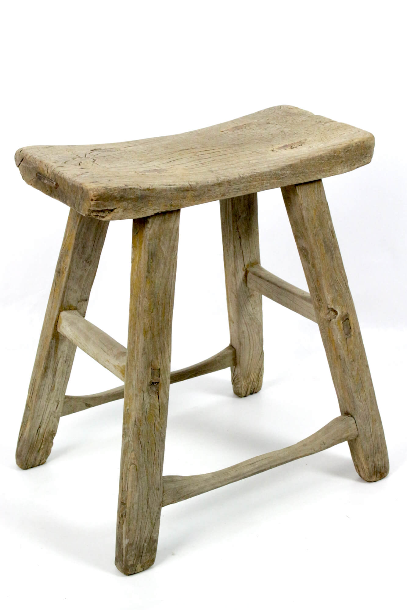 Holzhocker antik rustikal China Sattelform Holzhocker antik rustikal China Sattelform