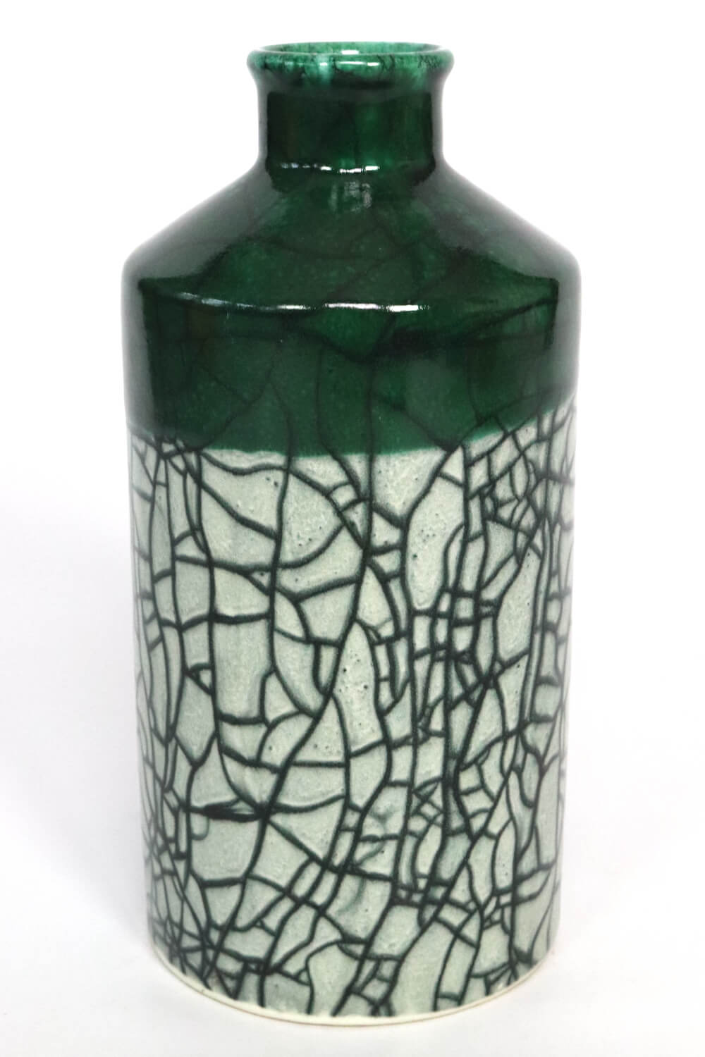 Keramik Vase handgetöpfert Craquele 26xø12